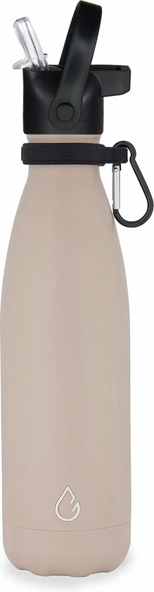 Beste Verkoop ⌛ Wattamula Design Eco RVS Drinkfles - Nude - Extra Dop Met Rietje En Carrier - 500 Ml - Waterfles - Thermosfles - Sport ⭐ 4 Beste Verkoop ⌛ Wattamula Design Eco RVS Drinkfles - Nude - Extra Dop Met Rietje En Carrier - 500 Ml - Waterfles - Thermosfles - Sport ⭐ - Afbeelding 2