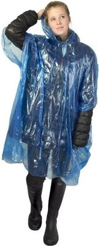 Nieuw ???? Merkloos 3x Wegwerp Regenponcho Blauw - Poncho ???? 4 Nieuw ???? Merkloos 3x Wegwerp Regenponcho Blauw - Poncho ???? - Afbeelding 2