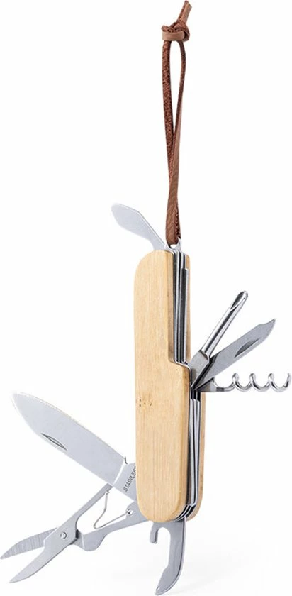 Beste deal ⭐ Happyshopper Zakmes Multifunctioneel - Mes - Opener - Schaar - Vijl - Schroevendraaier - Kurkentrekker - 9 Functies - RVS - Bamboe - Bruin - Vaderdag Cadeau ???? 5 Beste deal ⭐ Happyshopper Zakmes Multifunctioneel - Mes - Opener - Schaar - Vijl - Schroevendraaier - Kurkentrekker - 9 Functies - RVS - Bamboe - Bruin - Vaderdag Cadeau ???? - Afbeelding 3