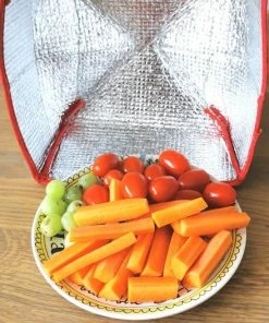 Nieuw ???? Lili 41 1 + 1 Opvouwbare Voedsel Aluminiumfolie Cover Rood, Houd Warm En Koud, Veren Patroon, 36x36x15 Cm ⭐ -Hendi Shop 440x840