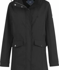 Flash-uitverkoop ???? BJØRNSON YLVA Softshell Jas 4 Seizoenen Dames - Winddicht - Fleece Gevoerd - Capuchon - Tussenjas - Damesjas - Maat 46 - Zwart ✔️
