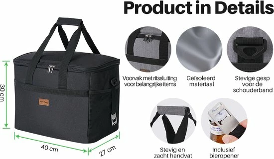 Goedkoopste ???? Weve Goods Packaway 4 Laags Geïsoleerde Koeltas - Lunchtas 30 Liter - Zwart ???? 13 Goedkoopste ???? Weve Goods Packaway 4 Laags Geïsoleerde Koeltas - Lunchtas 30 Liter - Zwart ???? - Afbeelding 11