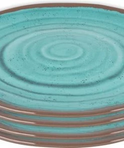 Goedkoopste ???? Bo-Camp Ontbijtbord - Halo - 100% Melamine - 4 Stuks - Aqua ????