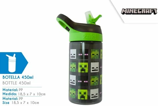 Flash-uitverkoop ???? Minecraft Drink Fles - Zwart / Groen - 450 Ml - 18,5 X 10 CM - Drinkfles - Lunchfles ???? 3 Flash-uitverkoop ???? Minecraft Drink Fles - Zwart / Groen - 450 Ml - 18,5 X 10 CM - Drinkfles - Lunchfles ????