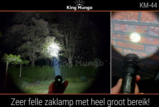 Beste Pirce ✔️ King Mungo KM-44 LED Oplaadbare Militaire Zaklamp - 1200 Lumen - Zwart ???? 6 Beste Pirce ✔️ King Mungo KM-44 LED Oplaadbare Militaire Zaklamp - 1200 Lumen - Zwart ???? - Afbeelding 4