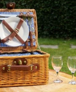 Korting ???? Sens Design Rieten Picknickmand Voor 2 Personen Inclusief Koelvak, Bestek, Borden En Wijnglazen - Blauw ⌛ -Hendi Shop 550x386 6