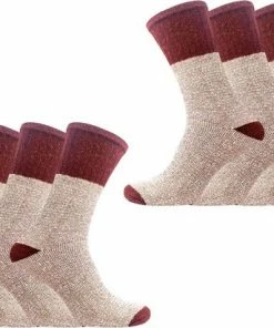 Begroting ???? Classinn® Trango Valley Dames Thermosokken Zoder Elastiek - Eenmaat 36 - 41 - Bordeaux - 6 Paar ????