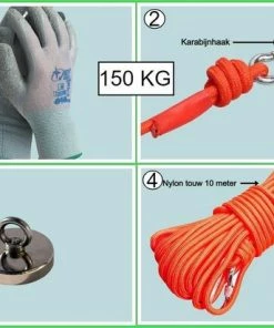 Goedkoopste ???? Shopping4All - Magneetvissen Set- Magneetvissen - Vismagneet - 150 KG Trekkracht - 10m Touw - Handschoenen - Karabijnhaak ???? -Hendi Shop 550x412 33