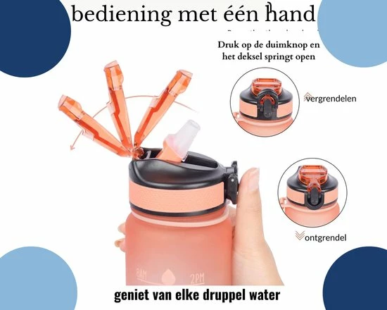 Beste Pirce ???? Locolta Motivatie Waterfles - 1 Liter Drinkfles - Drinkfles Met Tijdsmarkering - Drinkfles Met Rietje - Lekvrije Drinkfles - Blauw Met Roos ❤️ 6 Beste Pirce ???? Locolta Motivatie Waterfles - 1 Liter Drinkfles - Drinkfles Met Tijdsmarkering - Drinkfles Met Rietje - Lekvrije Drinkfles - Blauw Met Roos ❤️ - Afbeelding 4