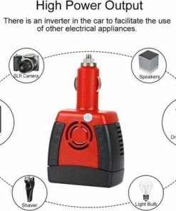 Gloednieuw ???? MTM DC 12V Naar AC 220V Stopcontact Converter USB-oplader Sigarettenaansteker Stekkerdoos Auto-omvormer ???? -Hendi Shop 550x451 4