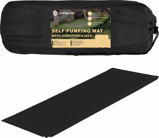 Nieuw ???? Springos Slaapmat | Zelfopblazend | 180 Cm | Inclusief Hoes | Zwart ???? 24 Nieuw ???? Springos Slaapmat | Zelfopblazend | 180 Cm | Inclusief Hoes | Zwart ???? - Afbeelding 22