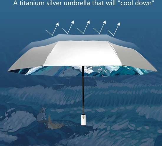 Korting ???? TDR-Opvouwbaar Paraplu - Zonbescherming Anti-Uv UPF50 + -Windproof- Stevig Paraplu - Automatisch -Van Gogh Ster Zee Print -zilver ???? 7 Korting ???? TDR-Opvouwbaar Paraplu - Zonbescherming Anti-Uv UPF50 + -Windproof- Stevig Paraplu - Automatisch -Van Gogh Ster Zee Print -zilver ???? - Afbeelding 5