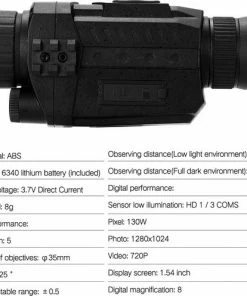 Flash-uitverkoop ???? DrPhone MONO2 - Monoculaire Nachtzicht Telescoop 720P - 5X35 - Optische Digitale Nachtvision - Infrarood HD Met Foto/Video-opname/Afspelen/Functie - Nightvision Zwart ???? -Hendi Shop 550x496 4
