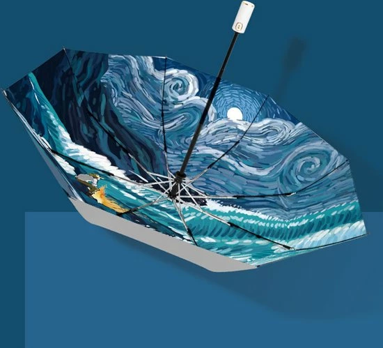 Korting ???? TDR-Opvouwbaar Paraplu - Zonbescherming Anti-Uv UPF50 + -Windproof- Stevig Paraplu - Automatisch -Van Gogh Ster Zee Print -zilver ???? 15 Korting ???? TDR-Opvouwbaar Paraplu - Zonbescherming Anti-Uv UPF50 + -Windproof- Stevig Paraplu - Automatisch -Van Gogh Ster Zee Print -zilver ???? - Afbeelding 13