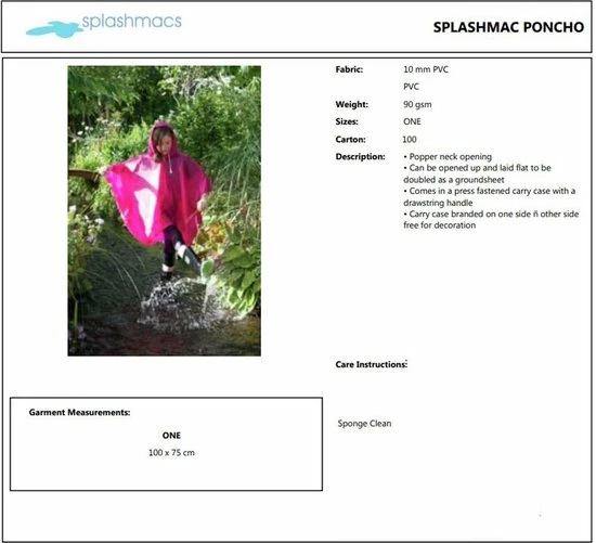 Promo ❤️ SPLASHMAC Regencape Poncho Voor Kinderen Kleur Saphir Blauw / In 8 Verschillende Kleuren ❤️ 6 Promo ❤️ SPLASHMAC Regencape Poncho Voor Kinderen Kleur Saphir Blauw / In 8 Verschillende Kleuren ❤️ - Afbeelding 4