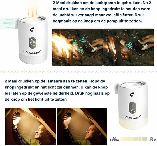 Beste Pirce ⌛ Flextail Gear Max Pump 2 Pro Luchtbedpomp - 4 In 1 - Luchtpomp, Lantaarn, Vacuümpomp, Noodpowerbank - Oranje ❤️ 10 Beste Pirce ⌛ Flextail Gear Max Pump 2 Pro Luchtbedpomp - 4 In 1 - Luchtpomp, Lantaarn, Vacuümpomp, Noodpowerbank - Oranje ❤️ - Afbeelding 8