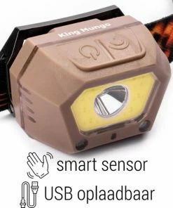 Goedkoopste ???? Hoofdlamp LED Oplaadbaar Beige - Bewegingssensor - 300 Lumen - King Mungo KMHL034 ????