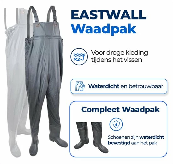 Uitgang ⭐ EASTWALL Waadpak Maat 44 - Waterdicht PVC Pak - Waadbroek Met Laarzen - Visserspak - Waterdicht Tuinpak - Warmtepak - Grijs/blauw ???? 4 Uitgang ⭐ EASTWALL Waadpak Maat 44 - Waterdicht PVC Pak - Waadbroek Met Laarzen - Visserspak - Waterdicht Tuinpak - Warmtepak - Grijs/blauw ???? - Afbeelding 2