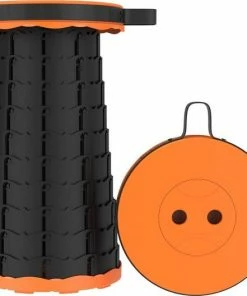 Coupon ✔️ Ever Home Kampeerkruk - Uitschuifbare Kruk - Oranje/Zwart- Tot 120 Kg - Travel Stool - Opvouwbare Campingkruk - Inklapbaar Krukje - Telescopische Kruk - Camping - Outdoor ????