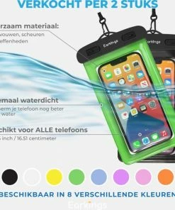 Goedkoopste ???? Waterdichte Telefoonhoesjes - Drybag Set Van 2 Stuks - Onderwater Hoesje Telefoon Voor Alle Telefoons - Waterdicht Telefoonhoesje Earkings - Zwart & Groen ???? -Hendi Shop 550x533 7