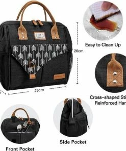 Coupon ???? HN® Lunchtas Zwart Met Pijlen, Geïsoleerde Koeltas, Lekvrij, Extra Grote Opening Voor De Lunch Box, 25×16,5×26cm Design Heren En Dames ???? -Hendi Shop 550x547 4