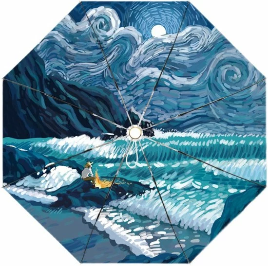 Korting ???? TDR-Opvouwbaar Paraplu - Zonbescherming Anti-Uv UPF50 + -Windproof- Stevig Paraplu - Automatisch -Van Gogh Ster Zee Print -zilver ???? 10 Korting ???? TDR-Opvouwbaar Paraplu - Zonbescherming Anti-Uv UPF50 + -Windproof- Stevig Paraplu - Automatisch -Van Gogh Ster Zee Print -zilver ???? - Afbeelding 8