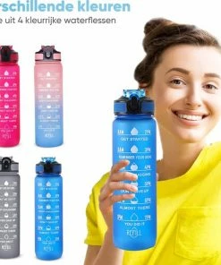 Gloednieuw ❤️ Mountain Lake™ Motivatie Waterfles – Motiverende Drinkfles Met Tijdmarkering – Drinkbeker Met Rietje - Bidon Volwassenen - 1 Liter ???? -Hendi Shop 550x548 1