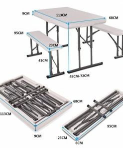 Korting ✨ MaxxGarden Picknicktafel Inklapbaar - Biertafel Met Banken - Vouwtafel + 2 Vouwbare Zitbanken - WIT- 105 Cm ???? -Hendi Shop 550x550 102