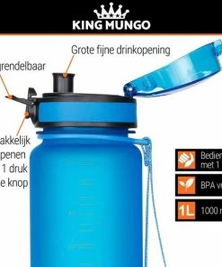 Promo ???? Drinkfles 1 Liter - Sport Drinkbus Bidon 1000 Ml Blauw - King Mungo KMDF007 ???? -Hendi Shop 550x550 127