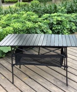 Promo ???? Travel-light Vouwtafel Aluminium 140 X 70 X 70cm Incl. Netvak & Camping Transporttas - Aluminium Roltafel - Campingtafel Aluminium + Staal - Tafelblad Rolbaar - Campingmeubels - Dining Tuintafel - Antraciet Kleur ????