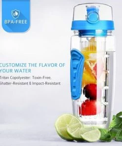 Flash-uitverkoop ???? BottlesUp Waterfles Met Fruit Infuser – Drinkfles Met Fruit Filter – Plastic Water Drink Fles – Sportfles – 100% BPA Vrij – Blauw - 900ML - Onbreekbaar ❤️ -Hendi Shop 550x550 286