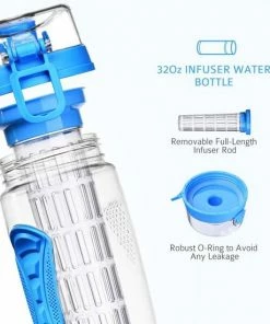Flash-uitverkoop ???? BottlesUp Waterfles Met Fruit Infuser – Drinkfles Met Fruit Filter – Plastic Water Drink Fles – Sportfles – 100% BPA Vrij – Blauw - 900ML - Onbreekbaar ❤️ -Hendi Shop 550x550 288