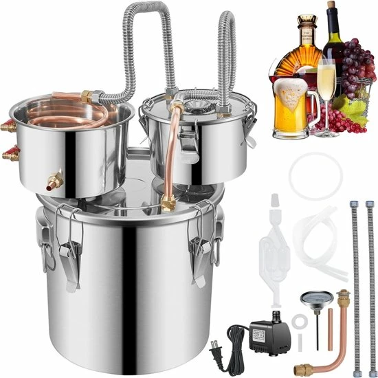 Begroting ❤️ Vevor™ Vevor® Destilleerapparaat - Destileerketel - Fermentatie Set - Distilleerketel Voor Alcohol - 12 Liter - RVS ???? 3 Begroting ❤️ Vevor™ Vevor® Destilleerapparaat - Destileerketel - Fermentatie Set - Distilleerketel Voor Alcohol - 12 Liter - RVS ????