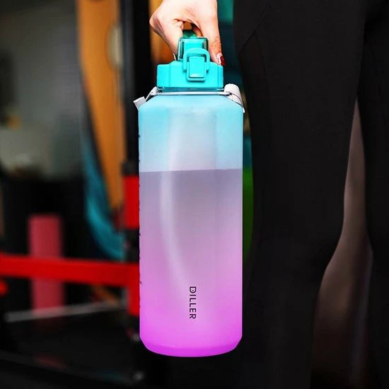 Kopen ⌛ Diller Waterfles Met Rietje - 2 Liter - Grote Waterfles - Bottle - Motivatie Waterfles Met Tijdmarkeringen - Sportfles - Turquoise/paars ✔️ 5 Kopen ⌛ Diller Waterfles Met Rietje - 2 Liter - Grote Waterfles - Bottle - Motivatie Waterfles Met Tijdmarkeringen - Sportfles - Turquoise/paars ✔️ - Afbeelding 3