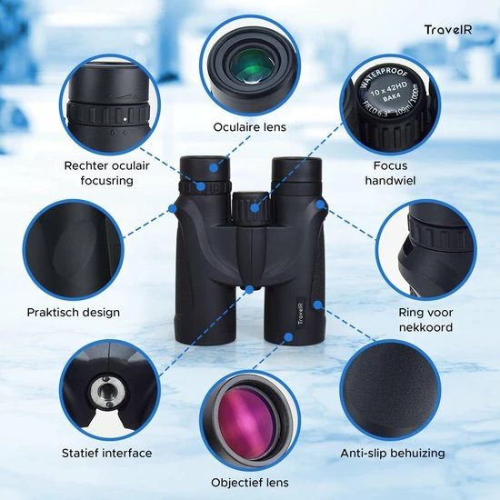Top 10 ???? TravelR 10x42 Verrekijker – 10x Vergroting – BAK4 Prisma – Fully Multi ???? Coated (FMC) – Zwart ???? 4 Top 10 ???? TravelR 10x42 Verrekijker – 10x Vergroting – BAK4 Prisma – Fully Multi ???? Coated (FMC) – Zwart ???? - Afbeelding 2