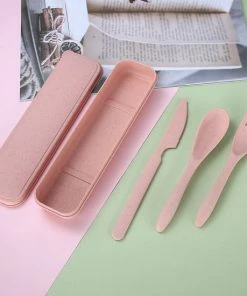 Goedkoop ✨ Green-goose® Bio-based Bestek Set | Roze | Duurzaam Bestek Voor School, Picknick, Vakantie, Camping | Vaatwasserbestendig ????