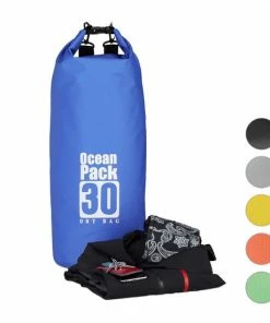 Promo ???? Merkloos Relaxdays Ocean Pack 30 Liter - Waterdichte Tas - Outdoor Droogtas - Dry Bag - Plunjezak - Blauw ???? -Hendi Shop 550x550 543