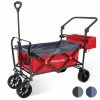 Beste Pirce ⌛ LifeGoods Bolderkar - Opvouwbaar - 120KG Draagkracht - 103L - Inklapbare Bolderwagen/Transportwagen - Extra Draagtas En Duwstang - 2 Standen - Wasbaar Polyester - 98x45cm - Rood/Grijs ???? -Hendi Shop 550x550 563