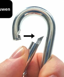 Groothandel ???? DX - Premium Duopakket Gegalvaniseerde Karabijnhaak - 2 Stuks - 8x80mm - Verzinkt Staal - Glanzend Zilver ???? -Hendi Shop 550x550 586