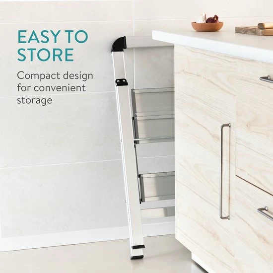 Top 10 ???? Navaris Aluminium Huishoudtrap - Trap Met 2 Treden - Opstap Van Aluminium - Lichte Inklapbare Ladder - Multifunctionele Keukentrap Met Antislip Poten ???? 5 Top 10 ???? Navaris Aluminium Huishoudtrap - Trap Met 2 Treden - Opstap Van Aluminium - Lichte Inklapbare Ladder - Multifunctionele Keukentrap Met Antislip Poten ???? - Afbeelding 3