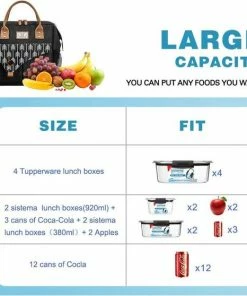 Coupon ???? HN® Lunchtas Zwart Met Pijlen, Geïsoleerde Koeltas, Lekvrij, Extra Grote Opening Voor De Lunch Box, 25×16,5×26cm Design Heren En Dames ???? -Hendi Shop 550x558 1