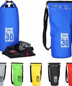 Promo ???? Merkloos Relaxdays Ocean Pack 30 Liter - Waterdichte Tas - Outdoor Droogtas - Dry Bag - Plunjezak - Blauw ????