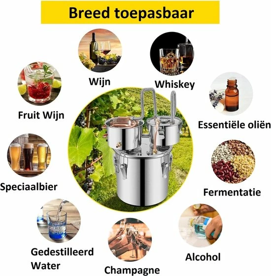 Begroting ❤️ Vevor™ Vevor® Destilleerapparaat - Destileerketel - Fermentatie Set - Distilleerketel Voor Alcohol - 12 Liter - RVS ???? 6 Begroting ❤️ Vevor™ Vevor® Destilleerapparaat - Destileerketel - Fermentatie Set - Distilleerketel Voor Alcohol - 12 Liter - RVS ???? - Afbeelding 4
