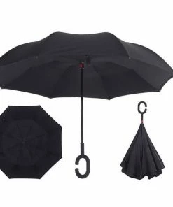 Gloednieuw ⭐ Merkloos SmartPlu 12288-A - Grote Storm Paraplu - Zwart - Omkeerbaar - Ergonomisch - Microfiber - 105cm ????