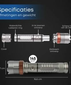 Hete verkoop ???? Rebela | Led Zaklamp Oplaadbaar | Flashlight | Aluminium | Waterproof | Inclusief Oplaadbare Batterij | High-Mid-Low-Strobe-SOS | T6 LED Police Flashlight ⭐ -Hendi Shop 550x570 4