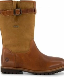 Begroting ???? Travelin' Finland Dames - Wolgevoerde Leren Outdoorlaars - Waterdicht Laarzen - Cognac Bruin Leer - Maat 40 ????