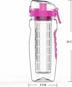 Nieuw ???? Afecto® | Fruit Fles| Sport Infuser | Water Flessen Met Fruit |1000ml | Drink Fles | Ook Te Gebruiken Als Water Fles | BPA Vrij| Kleur Magenta ???? -Hendi Shop 550x609 1