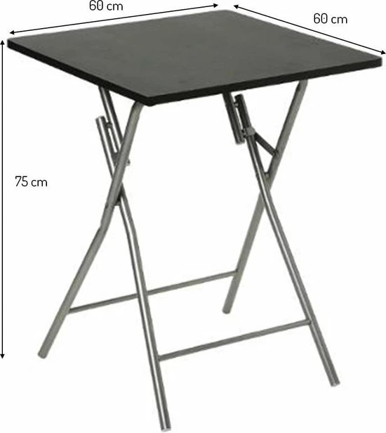 Goedkoop ???? Merkloos Eazy Living Plooitafel Esmee 60 X 60 Cm Zwart ???? 4 Goedkoop ???? Merkloos Eazy Living Plooitafel Esmee 60 X 60 Cm Zwart ???? - Afbeelding 2