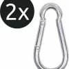 Groothandel ???? DX - Premium Duopakket Gegalvaniseerde Karabijnhaak - 2 Stuks - 8x80mm - Verzinkt Staal - Glanzend Zilver ???? -Hendi Shop 550x642 1