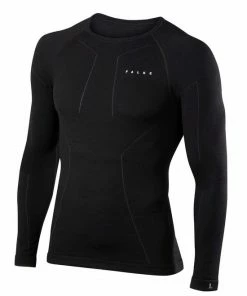 Beste deal ✔️ FALKE Wool Tech. Regular Fit Base Layer Top Met Lange Mouwen Sneldrogend Warm Ademend Merino Thermo Ondergoed Zwart Heren Underwear - Longsleeve - Maat L ???? -Hendi Shop 550x660 6